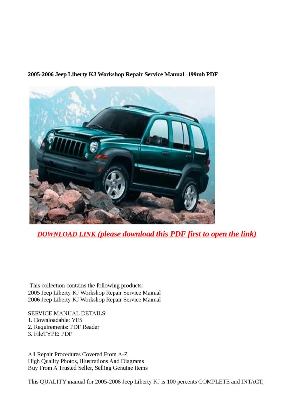 Picture of: Calaméo – – Jeep Liberty KJ Workshop Repair Service Manual
