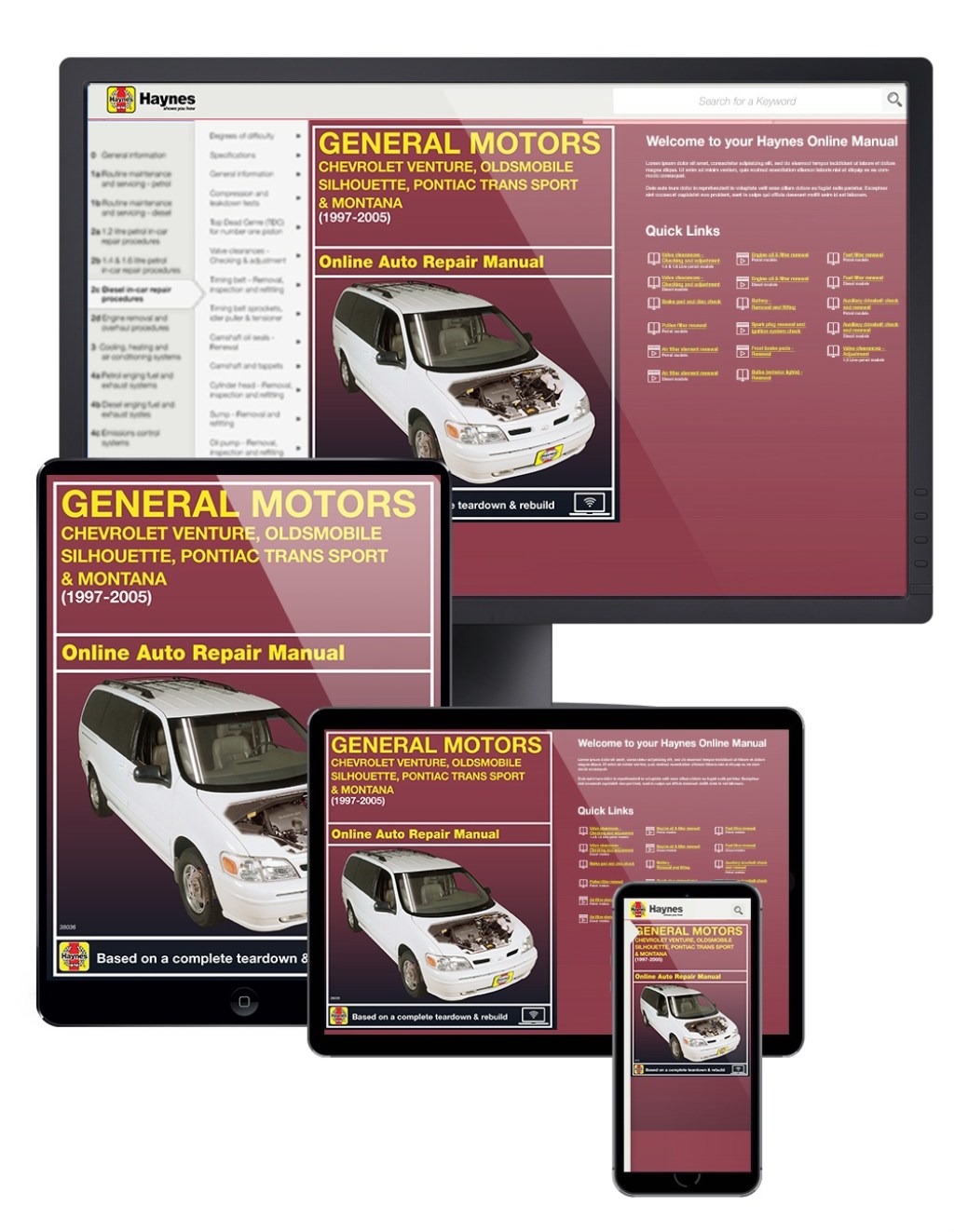 Picture of: Chevrolet Venture, Oldsmobile Silhouette, Pontiac Trans Sport & Montana  (-) Haynes Online Manual