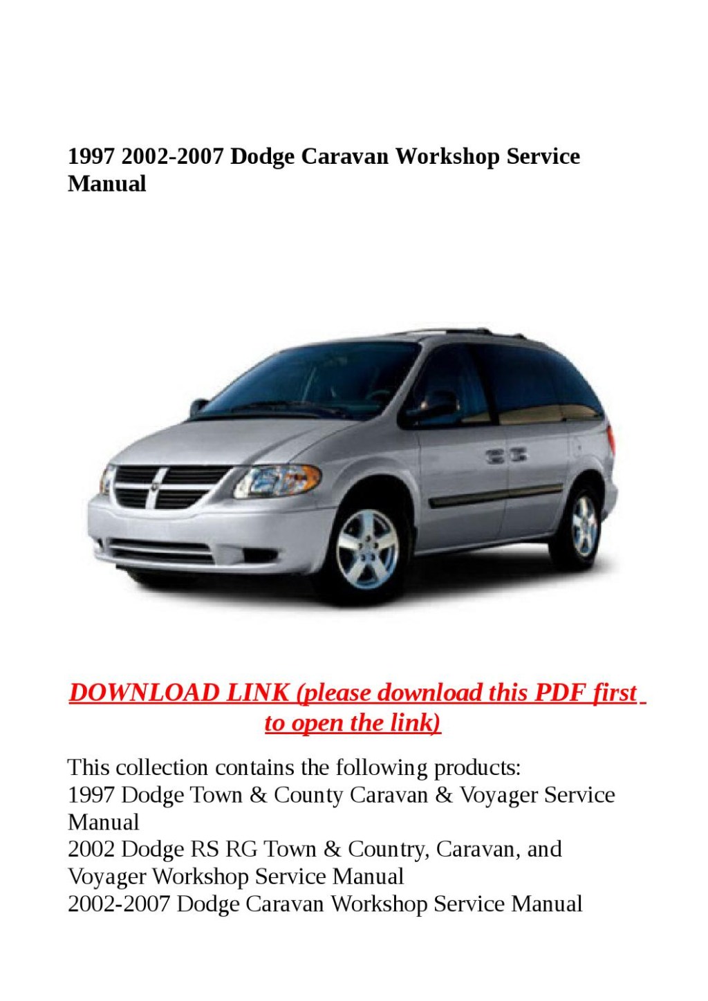 Picture of: dodge caravan workshop service manual by yghj – Issuu