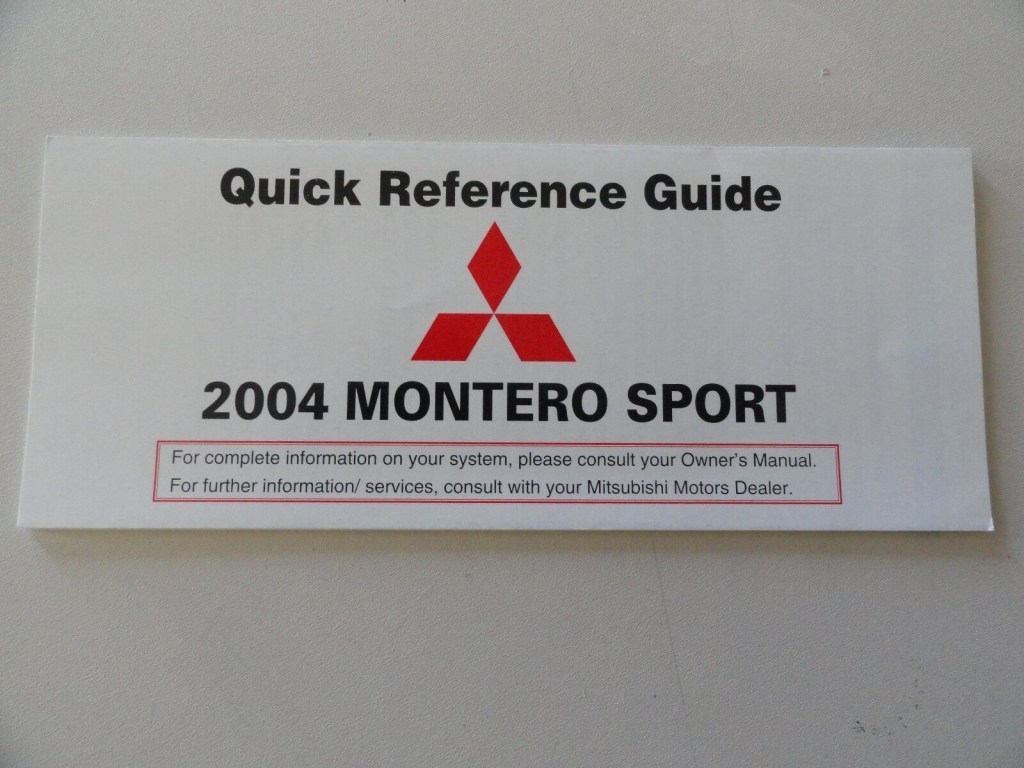 Picture of: Mitsubishi Montero Sport Quick Reference Guide Owners Manual Supplement