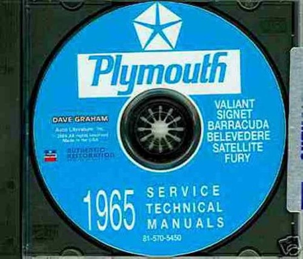 Picture of: PLYMOUTH REPAIR SHOP & SERVICE MANUAL & BODY MANUAL CD INCUDES: Fury,  Sport Fury, Belvedere, Satellite, Barracuda, Valiant and Valiant Signet,