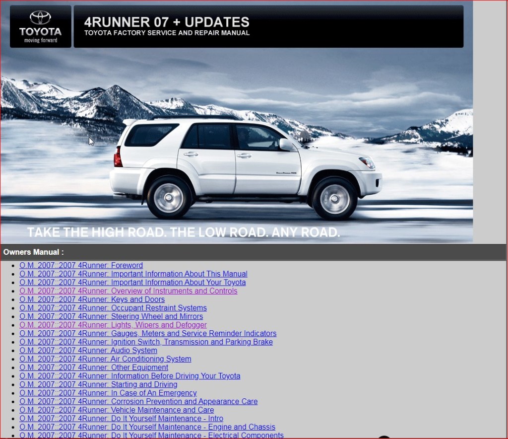 Picture of: Toyota  Runner  COMPLETE SERVICE REPAIR MANUAL DOWNLOAD