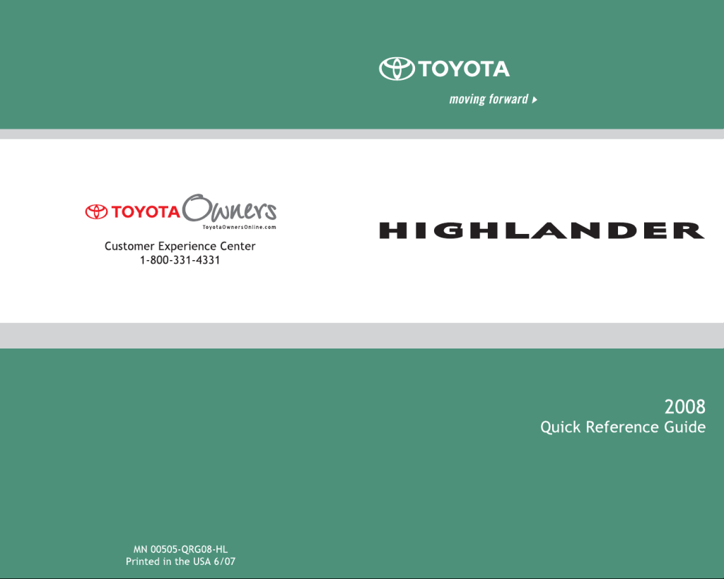 Picture of: User manual Toyota Highlander () (English –  pages)